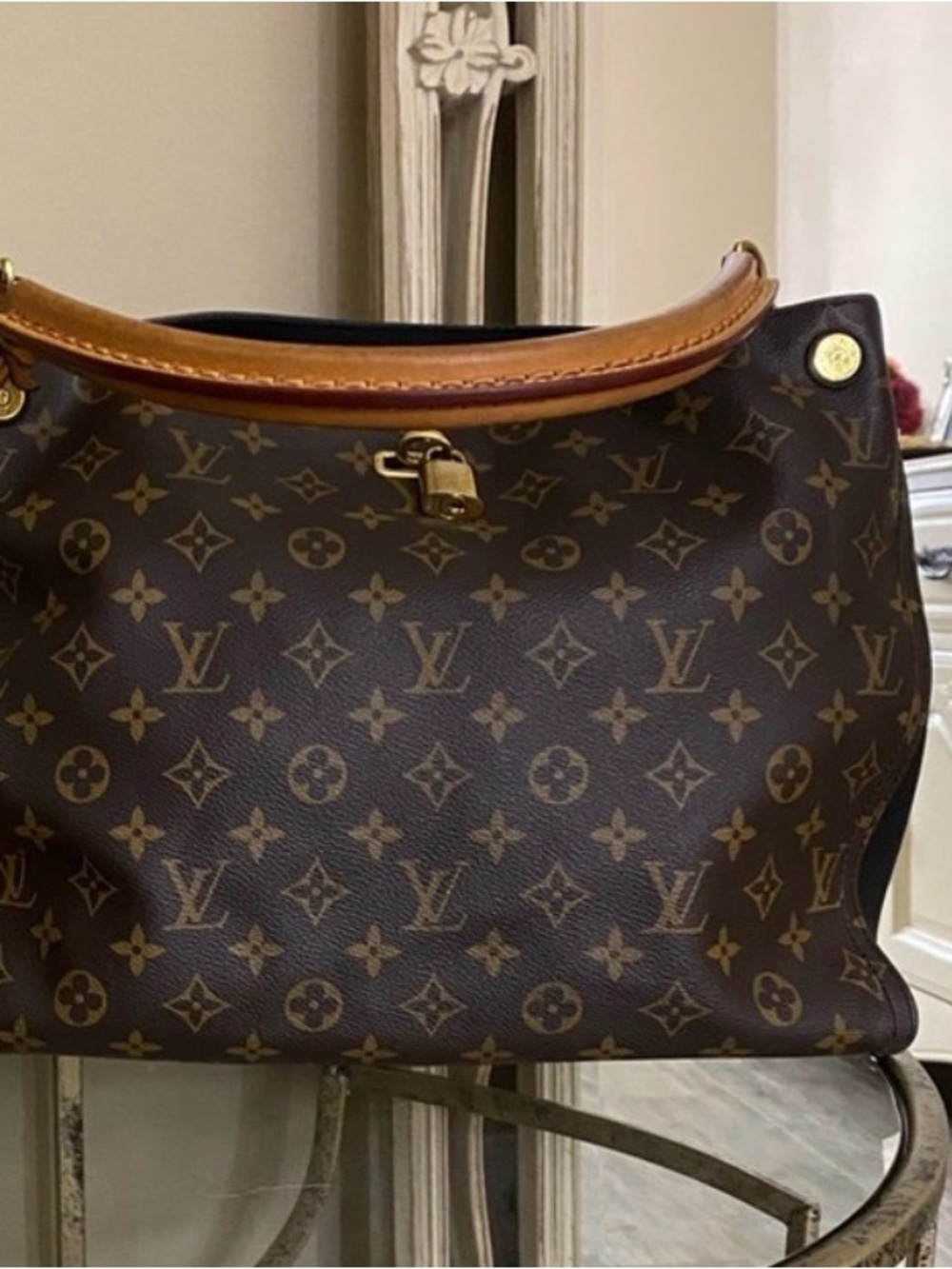 Louis Vuitton Brown Monogram Canvas Gaia Bag in black